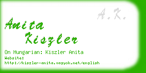 anita kiszler business card